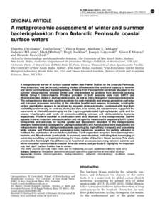 A metaproteomic assessment of winter and summer bacterioplankton from Antarctic Peninsula coastal surface waters