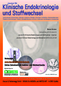 News-Screen Schmoll-Hauer B, Kurtaran A Journal für Klinische Endokrinologie und Stoffwechsel - Austrian Journal of Clinical Endocrinology and Metabolism 2015; 8 (1), Homepage: