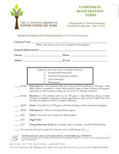 CORPORATE REGISTRATION FORM Hosted by the Friends of the National Arboretum a 501(c)(3) non-profit organization