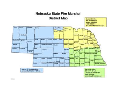 Nebraska State Fire Marshal District Map Sioux Dawes