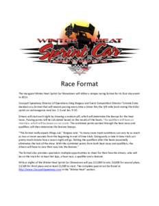 Race Format The inaugural Winter Heat Sprint Car Showdown will utilize a unique racing format for its four-day event in[removed]Cocopah Speedway Director of Operations Greg Burgess and Event Competition Director Tommie Est