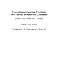 Discontinuous Markov Processes and Pseudo Differential Operators (Boundary Potential Theory)