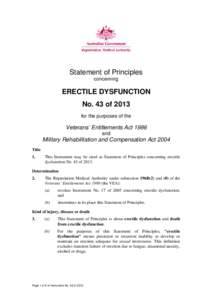Statement of Principles concerning ERECTILE DYSFUNCTION No. 43 of 2013 for the purposes of the