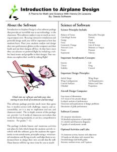 Introduction to Airplane Design A Theme for Math and Science With Hands-On Lessons By: Seeds Software About the Software