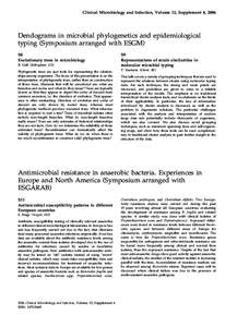 Clinical Microbiology and Infection, Volume 12, Supplement 4, 2006  Dendograms in microbial phylogenetics and epidemiological typing (Symposium arranged with ESGM) S8 Evolutionary trees in microbiology