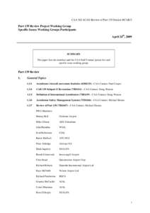 CAA NZ ACAG Review of Part 139 Docket 8/CAR/3  Part 139 Review Project Working Group Specific Issues Working Groups Participants April 24th, 2009