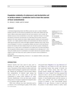 Q IWA Publishing 2006 Journal of Water and Health | 04.3 | Population similarity of enterococci and Escherichia coli in surface waters: A predictive tool to trace the sources