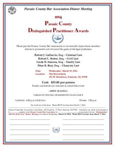 Passaic County Bar Association Dinner Meeting[removed]Passaic County  Distinguished Practitioner Awards