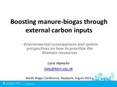Boosting manure-biogas through external carbon inputs - Environmental consequences and system perspectives on how to prioritize the biomass ressources Lorie Hamelin
