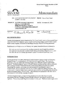 Agency Board Agenda: December 8, 2009 Item: ctTYOF~ SAN]OSE