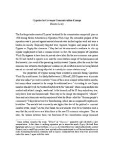 Gypsies in German Concentration Camps Guenter Lewy The first large-scale arrests of Gypsies* destined for the concentration camps took place in 1938 during Aktion Arbeitsscheu (Operation Work-Shy). The ostensible purpose