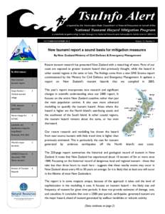 OCTOBER/NOVEMBER[removed]Volume 15, Number 5 New tsunami report a sound basis for mitigation measures By New Zealand Ministry of Civil Defense & Emergency Management