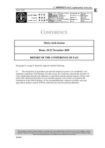 C 2009/REP-Corr.2 (English printed version only) March 2010 CONFERENCE Thirty-sixth Session Rome, 18-23 November 2009