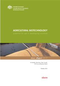 AGRICULTURAL BIOTECHNOLOGY potential for use in developing countries abare  e Report