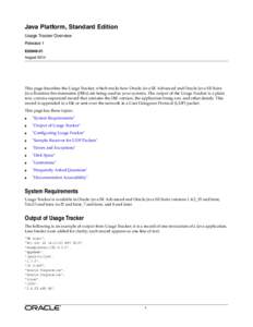 Java Platform, Standard Edition Usage Tracker Overview Release 1 E50948-01 August 2014