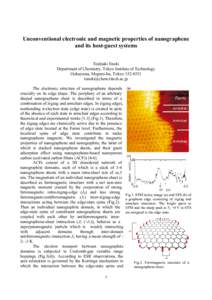 Unconventional electronic and magnetic properties of nanographene and its host-guest systems Toshiaki Enoki Department of Chemistry, Tokyo Institute of Technology Ookayama, Meguro-ku, Tokyo[removed]removed]