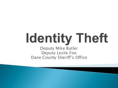 Deputy Mike Butler Deputy Leslie Fox Dane County Sheriff’s Office 