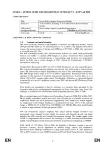 ANNEX 1: ACTION FICHE FOR THE REPUBLIC OF MOLDOVA – ENP AAP[removed]IDENTIFICATION Title Total cost Aid method / management mode