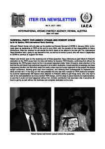 ITER ITA NEWSLETTER No. 6, JULY 2003 INTERNATIONAL ATOMIC ENERGY AGENCY, VIENNA, AUSTRIA ISSN 1727–9852