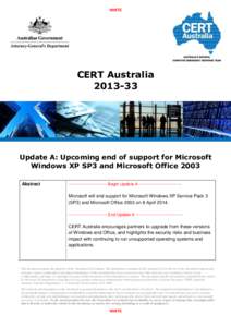 WHITE  CERT Australia[removed]Update A: Upcoming end of support for Microsoft