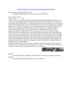 Southern Campaigns American Revolution Pension Statements & Rosters Pension Application of Robert Davis S2500 VA Transcribed and annotated by C. Leon Harris. Revised 16 Aug[removed]State of North Carolina } County of Surry