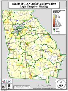 Density of GLSP Closed Cases[removed]Legal Category - Housing Fannin Dalton