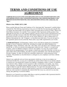 Website Terms and Conditions of Use Agreement