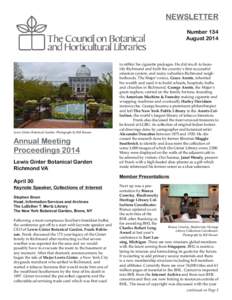 Council on Botanical and Horticultural Libraries, Newsletter, NoAugust 2014)