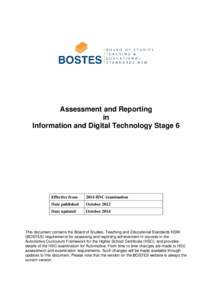 Assessment and Reporting in Information and Digital Technology Stage 6
