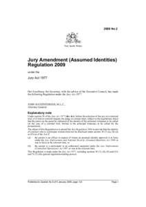 2009 No 2  New South Wales Jury Amendment (Assumed Identities) Regulation 2009