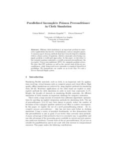 Parallelized Incomplete Poisson Preconditioner in Cloth Simulation Costas Sideris1 , 1  Mubbasir Kapadia1,2 ,