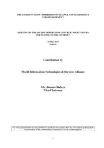 UN CSTD Open Consultation on Enhanced Cooperation on Public Policy Pertaining to the Internet