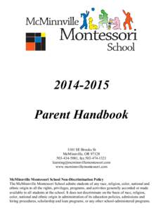 Parent Handbook 1101 SE Brooks St McMinnville, OR5081, fax 