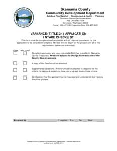 Skamania County  Community Development Department Building/Fire Marshal Environmental Health Planning