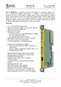 MTDC-32 (Data sheet V2.6_01) 32 + 2 channel VME time digitizer (TDC)