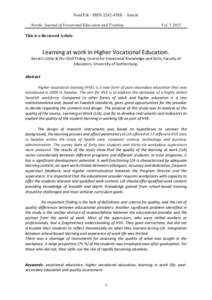 NordYrk - ISSN 2242-458X – Article Nordic Journal of Vocational Education and Training Vol[removed]This is a Reviewed Article