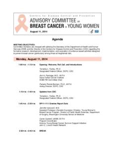 Centers for Disease Control and Prevention. Advisory Committee on Breast Cancer in Young Women. August 11, 2014