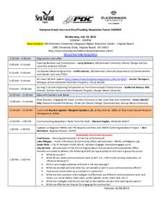 Hampton Roads SLR/Flooding Adaptation Forum Meeting Agenda