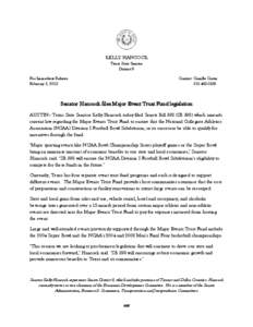 KELLY HANCOCK Texas State Senator District 9 For Immediate Release February 5, 2013