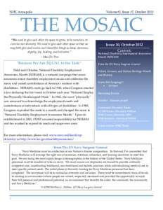 NHC Annapolis  Volume#2, Issue #7, October 2013 THE MOSAIC “We need to give each other the space to grow, to be ourselves, to