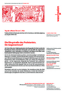Das Rote Wien im Waschsalon Karl-Marx-Hof Termine[removed]Tag der offenen Tür am 1. Mai Traditionell lädt der Waschsalon Karl-Marx-Hof im Anschluss an die Maikundgebung zum „Tag der offenen Tür“.
