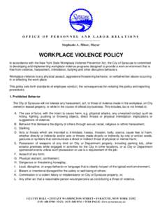 Microsoft Word - Workplace Violence Prevention Policy Revised