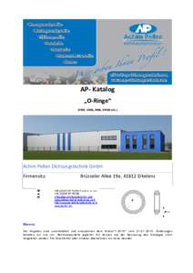 AP- Katalog „O-Ringe“ (FKM, VMQ, NBR, EPDM etc.) Achim Pellen Dichtungstechnik GmbH Firmensitz: