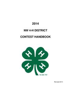 2014 NW 4-H DISTRICT CONTEST HANDBOOK Revised 2014