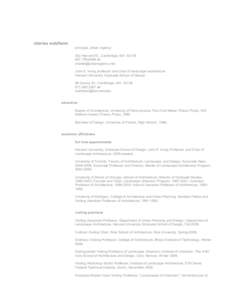 charles waldheim principal, Urban Agency 302 Harvard St., Cambridge, MA[removed]8369 tel [removed] John E. Irving professor and chair of landscape architecture