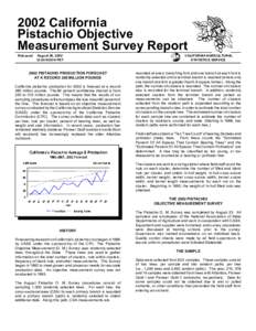 2002 California Pistachio Objective Measurement Survey Report Released:  August 29, 2002