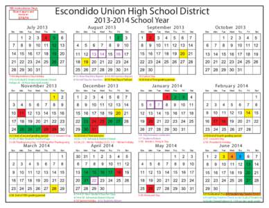 Escondido Union High School District  180 Instructional Days