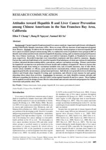 Attitudes toward HBV and Liver Cancer Prevention among Chinese Americans  RESEARCH COMMUNICATION Attitudes toward Hepatitis B and Liver Cancer Prevention among Chinese Americans in the San Francisco Bay Area, California