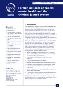 A Nacro mental health brief ing paper  Foreign national offenders, mental health and the criminal justice system