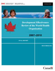 Development Effectiveness Review of World Health Organization[removed]